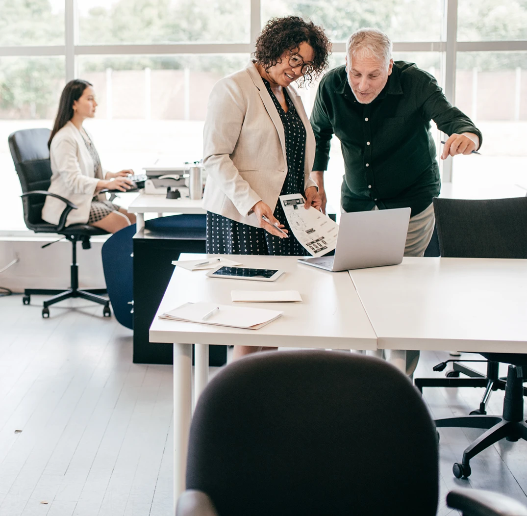 Couple working in office