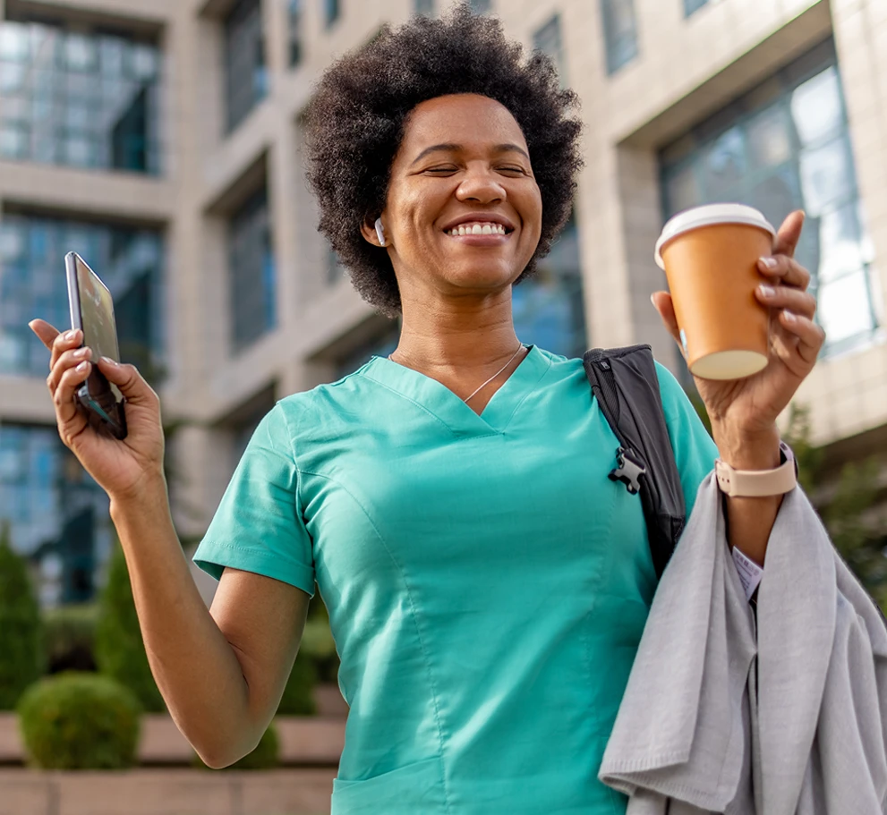 Nurse outside hospital
